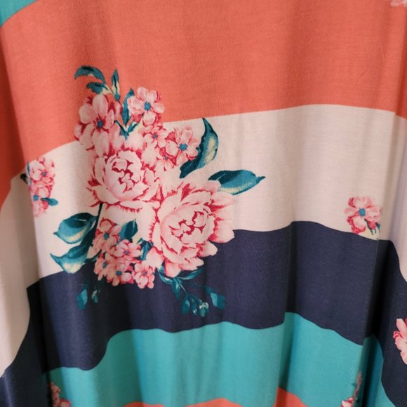 Viamor Striped Floral Dress Size Large - Picture 2 of 10
